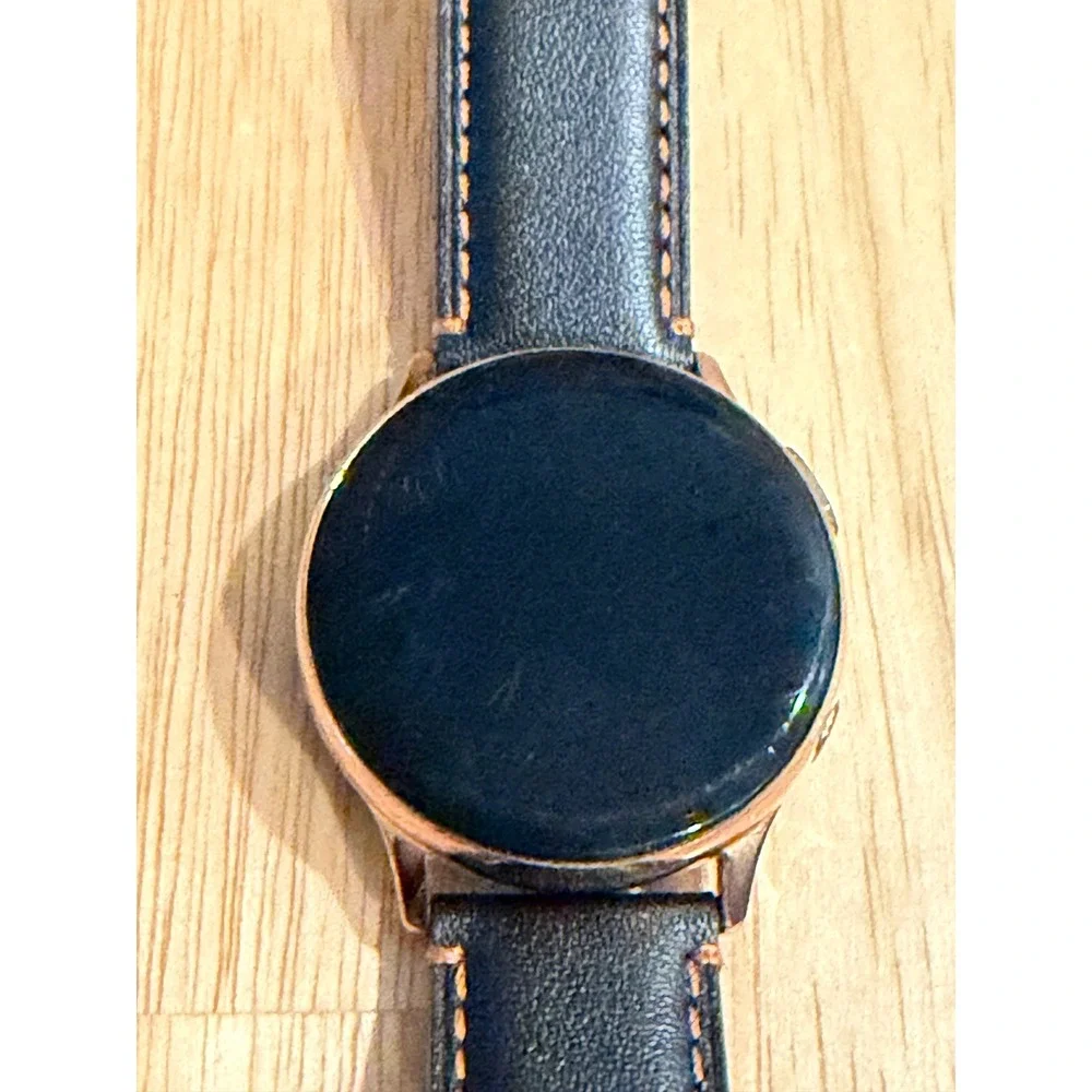 Samsung‎ Galaxy Watch Active2 Smartwatch Rose Gold Case Black Leather Band 8C6E